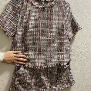 ZARA small tweed top and skirt set